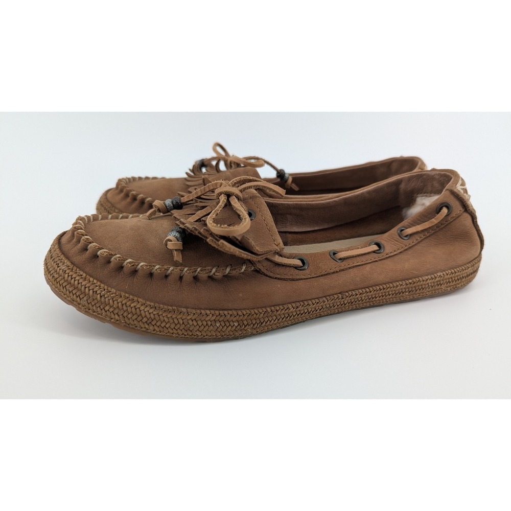 UGG Australia Milana Brown Leather Fringe Moccasin Loafers 1005451 Womens 7.5 - Picture 4 of 9